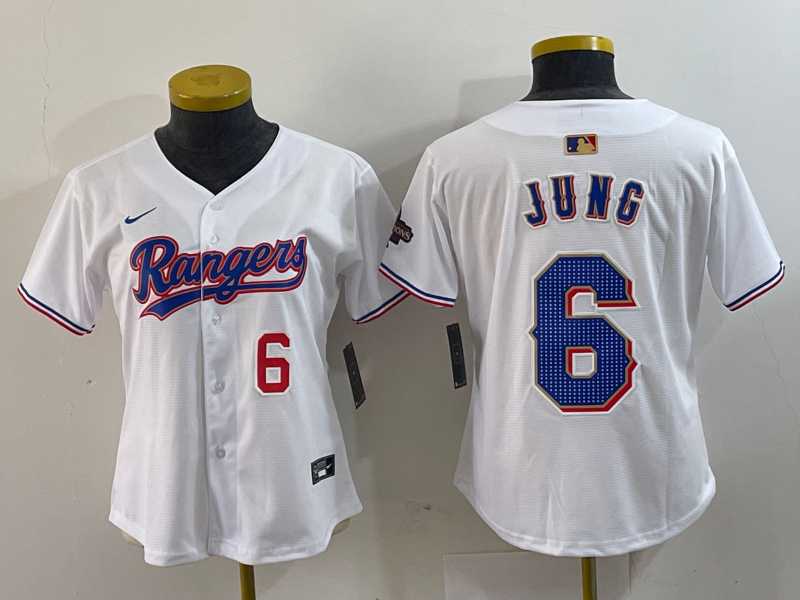 Womens Texas Rangers #6 Josh Jung Number White 2024 Gold Collection Limited Cool Base Jersey->mlb womens jerseys->MLB Jersey